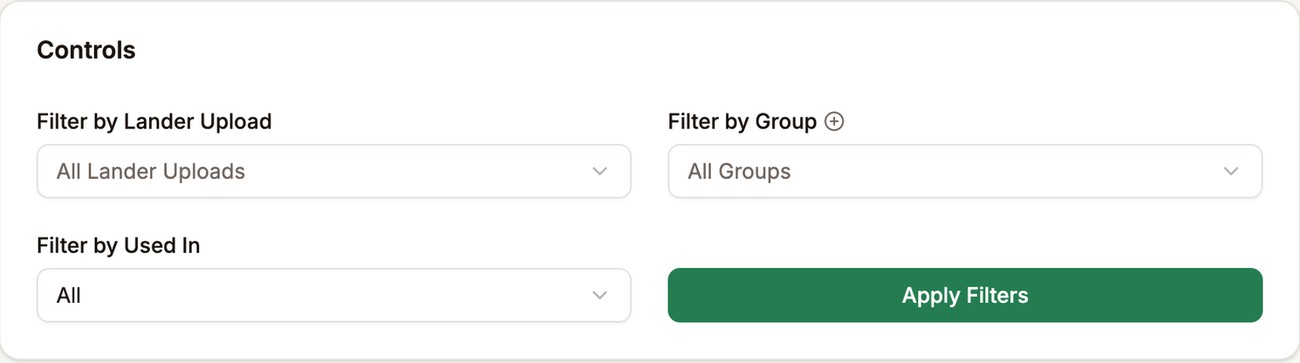 The filters on Published Pages, with Filter by Group and its plus button outlined