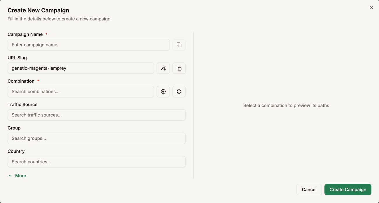 Create New Campaign form with the Campaign Name field outlined
